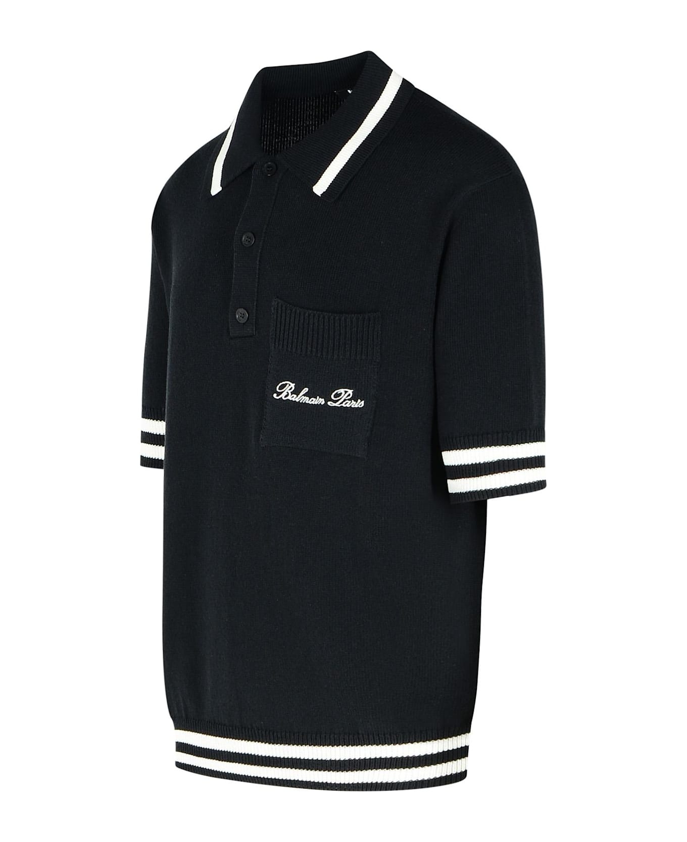 'signature' Black Cotton Blend Polo Shirt - 2