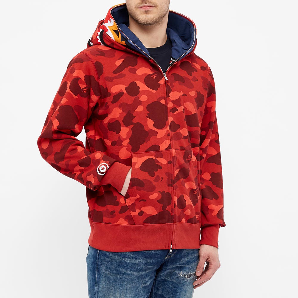 A Bathing Ape Colour Camo Tiger Shark Wide Full Zip Hoody - 4