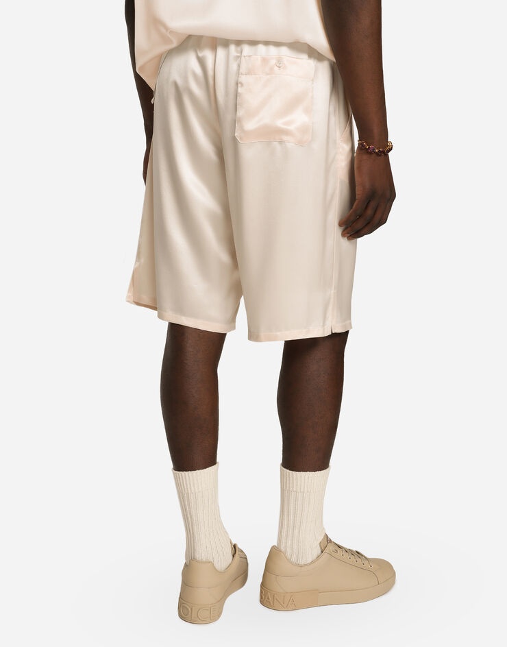 Silk satin jogging shorts with metal DG logo - 4