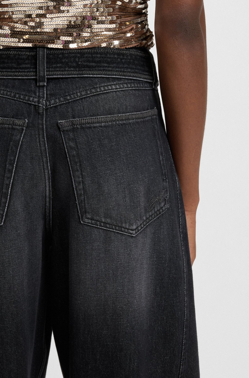 BLACK BALLOON-LEG JEANS IN RIGID DENIM 5