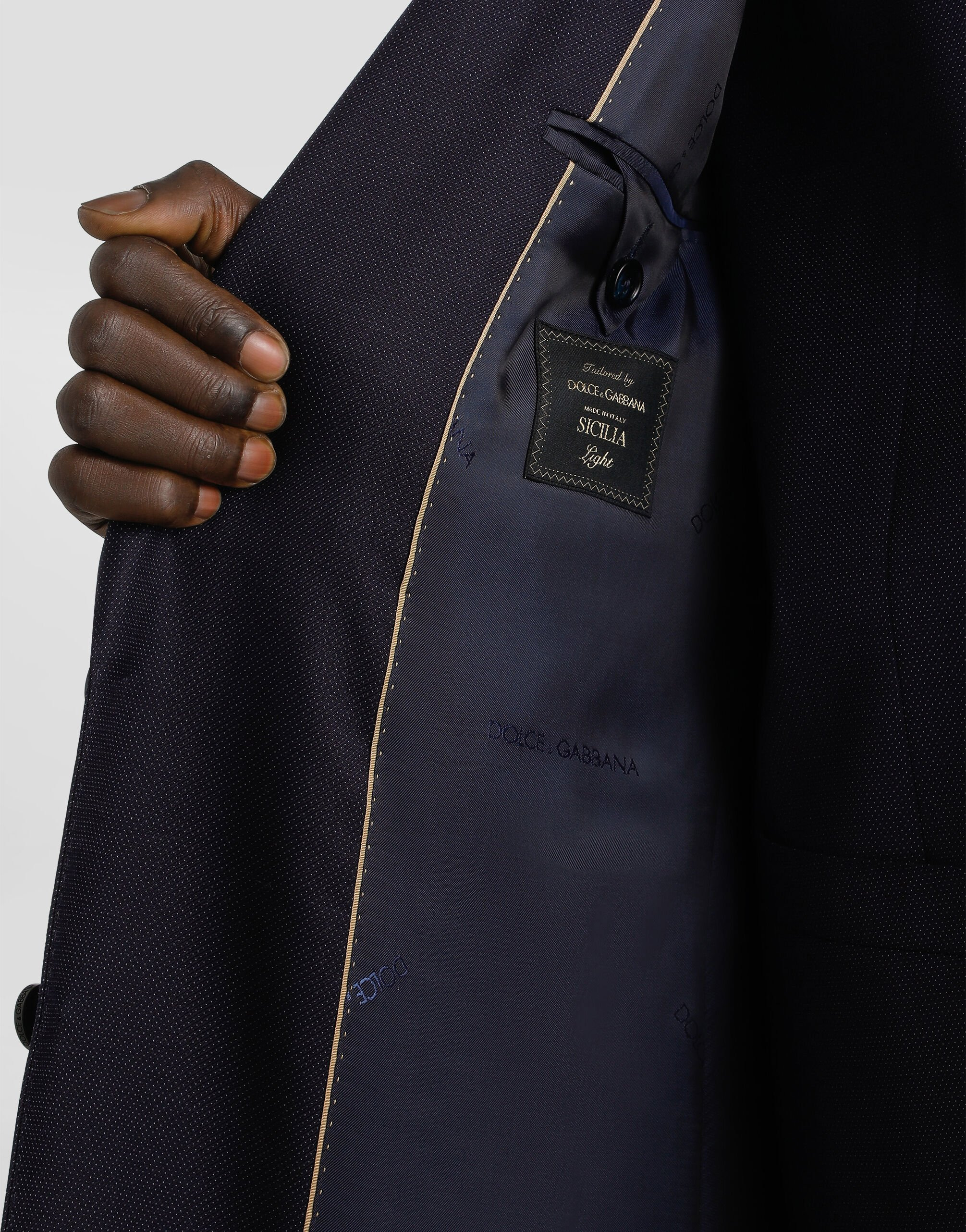 Single-breasted micro-patterned wool suit - 5