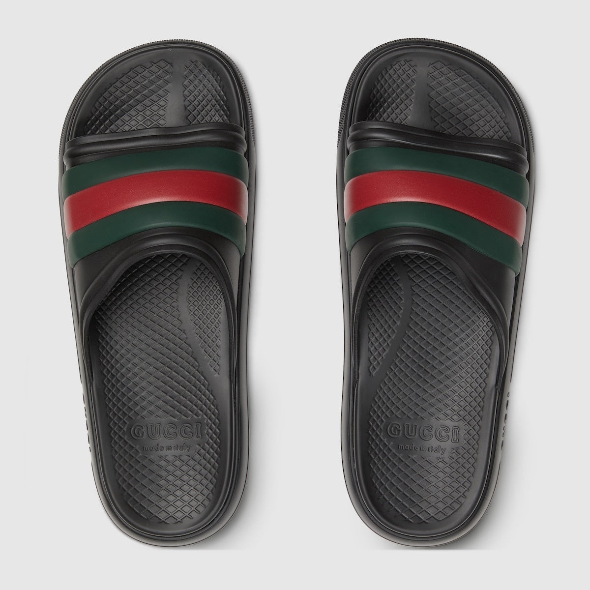 Gucci Web Rubber Slide Sandals - 2