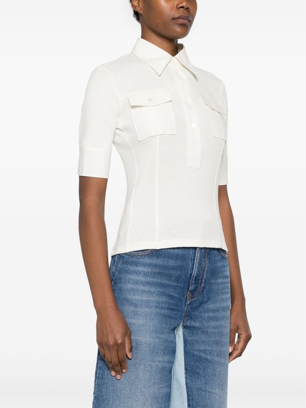 logo-embroidered polo top - 3