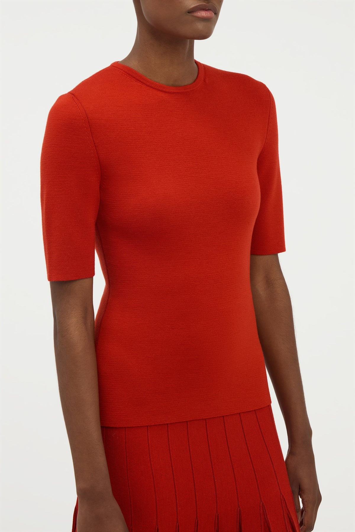 Andrius Knit Top in Antelope Orange Merino Wool - 5