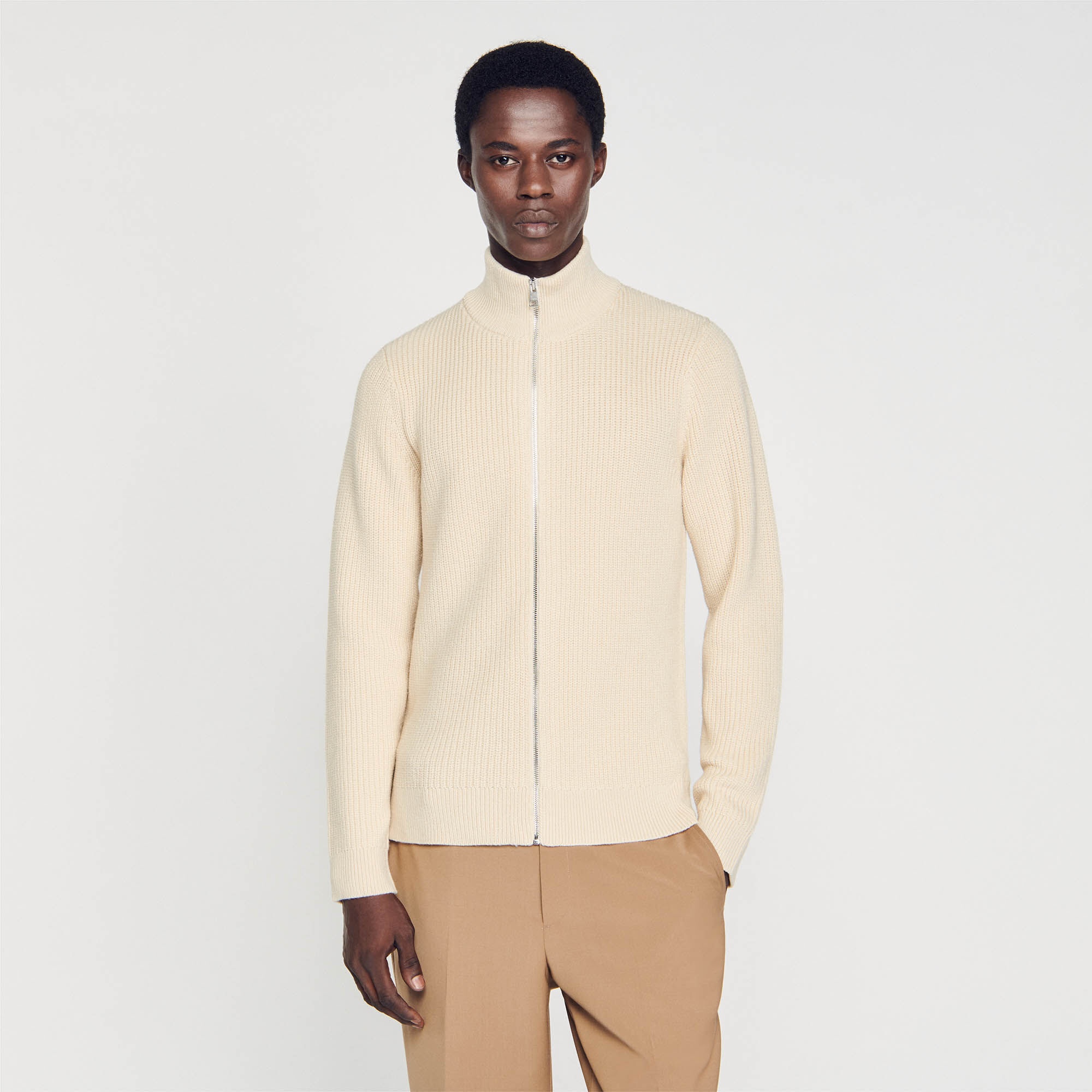 KNITTED ZIP-UP CARDIGAN - 5