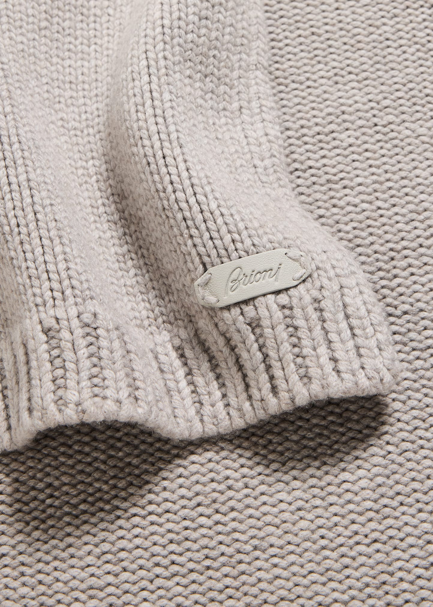 Men's Cashmere Knit Leather-Label Scarf - 4