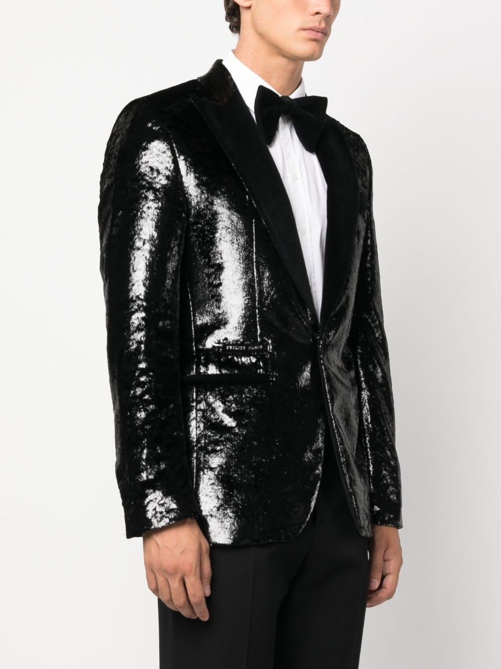 metallic-effect single-breasted blazer - 3