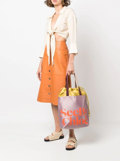 See by Chloé logo-print detail tote bag outlook