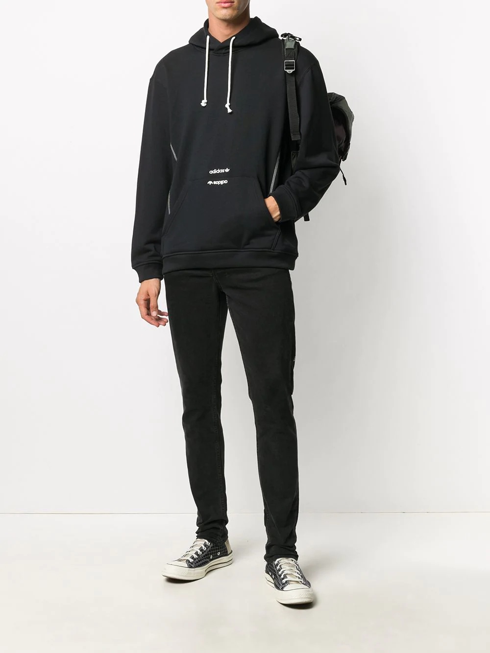 logo embroidered drawstring hoodie - 2