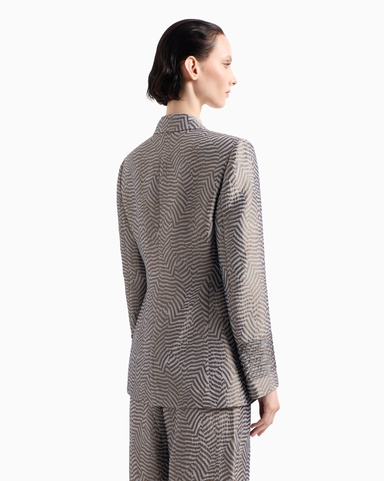 JACQUARD VISCOSE, SILK AND LINEN SINGLE-BREASTED JACKET - 3