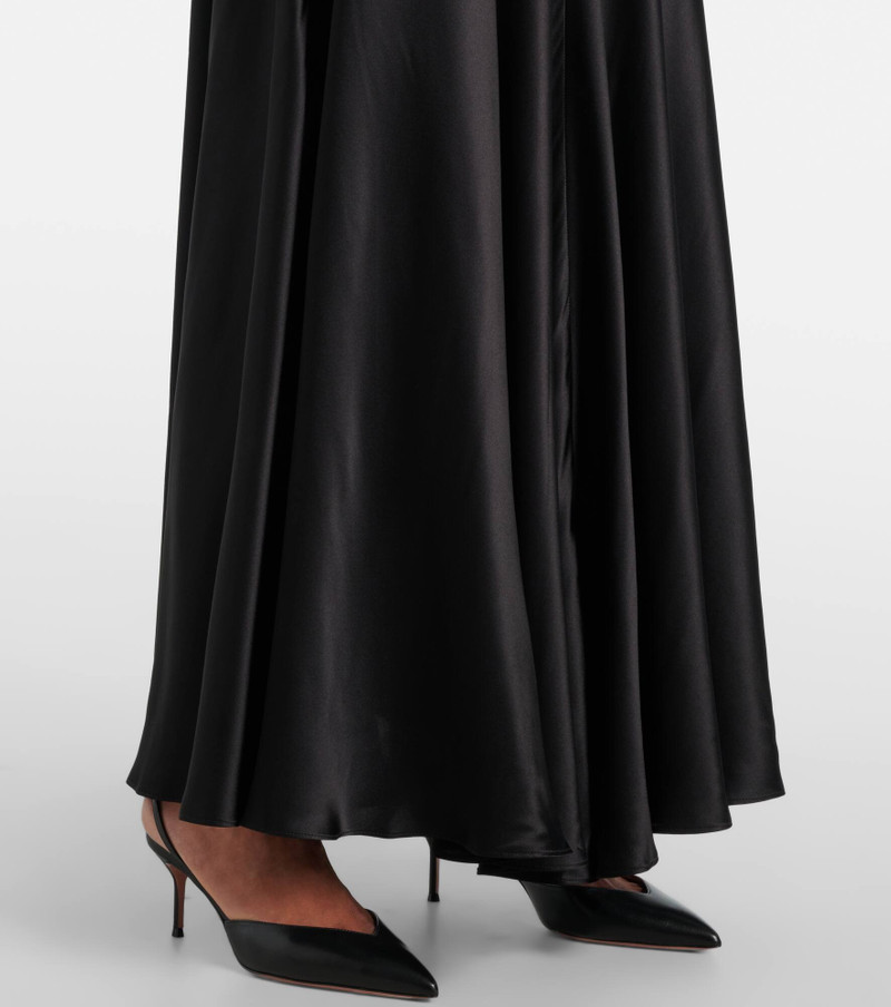 Floral-appliqué silk satin midi dress 5