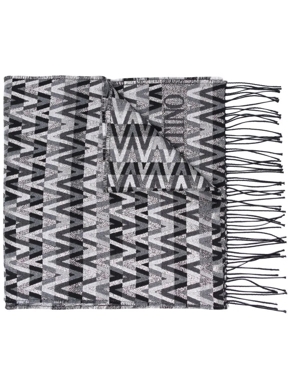 V optical logo fringed scarf - 1