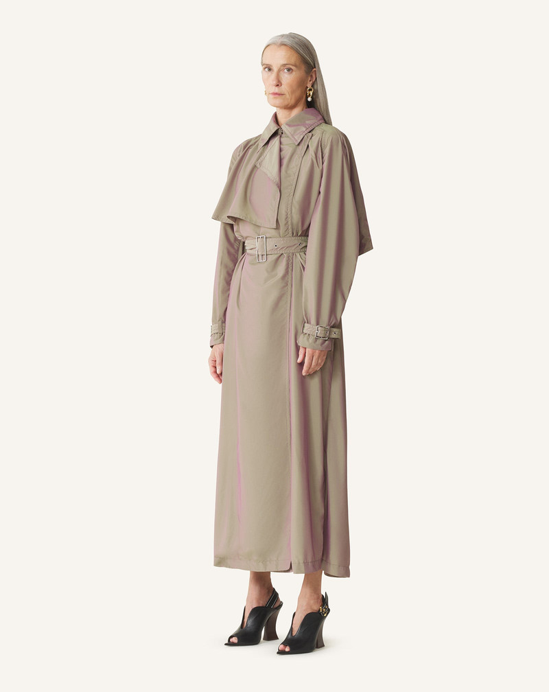 BLACK FLOWING TAFFETA TRENCH COAT 3