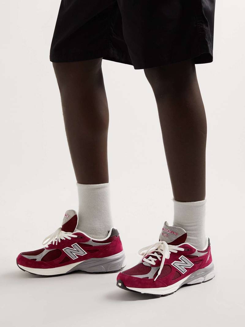 New Balance 990v3 Leather-Trimmed Suede and Mesh Sneakers outlook