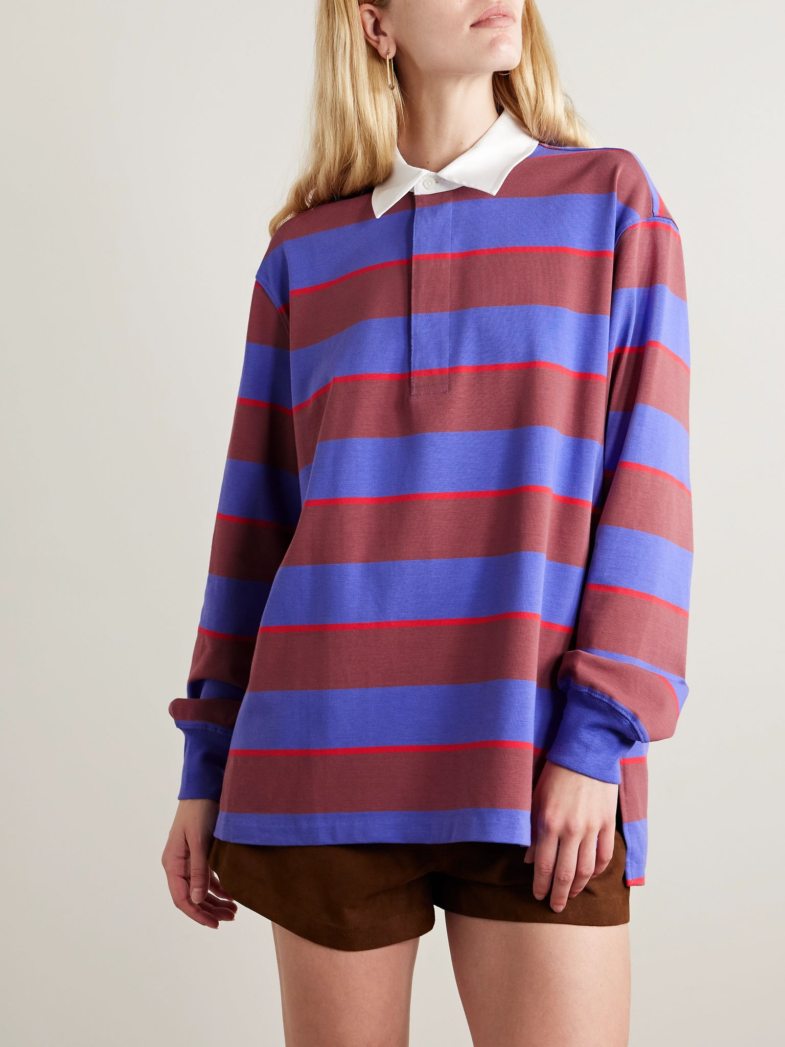 Gavin striped cotton-blend jersey polo shirt Multi - 3