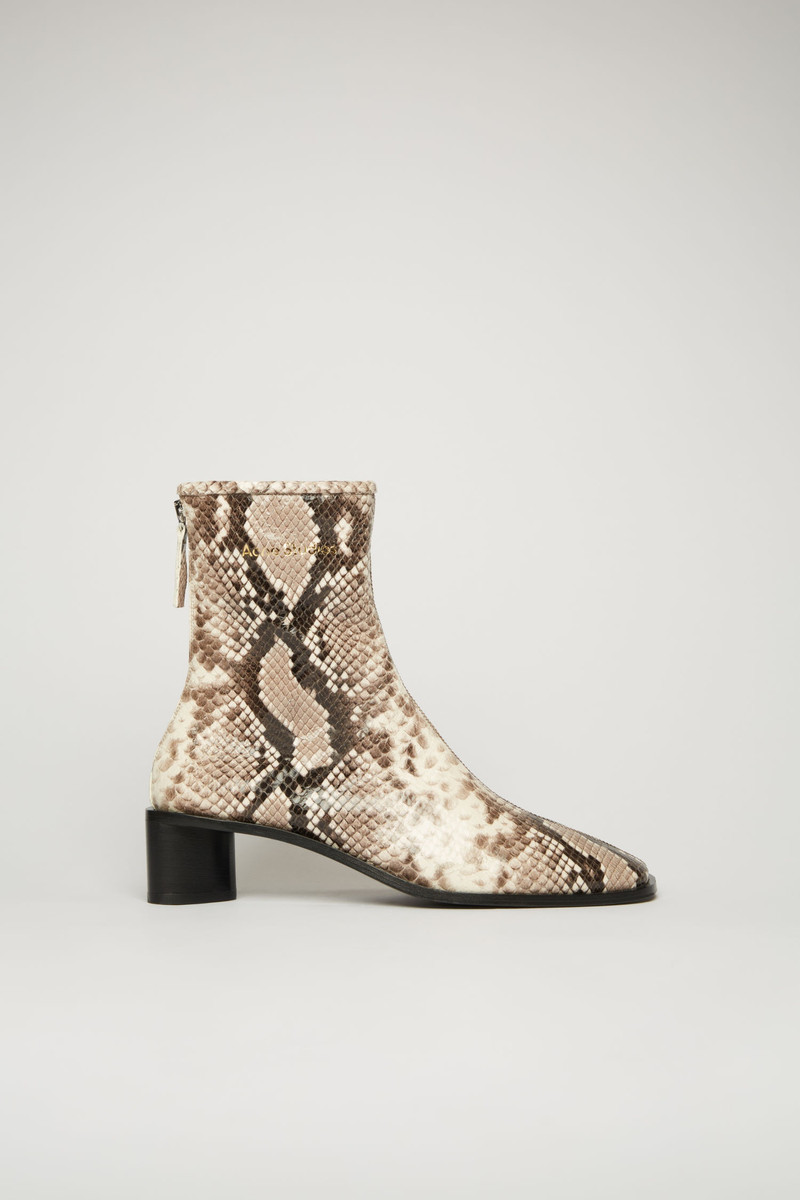 Python leather boots beige/black 1