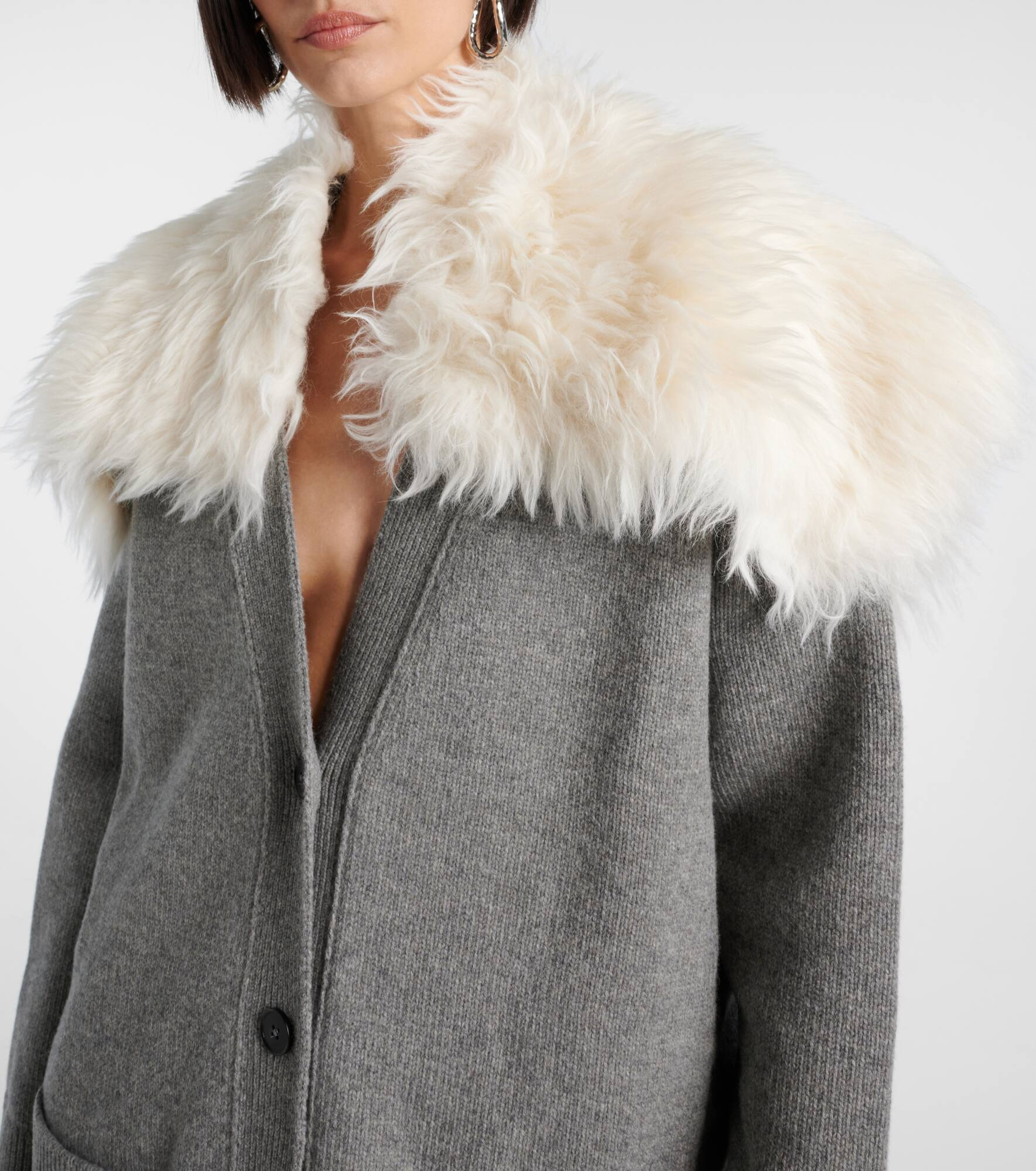 Wool, cotton, and cashmere-blend cardigan - 4