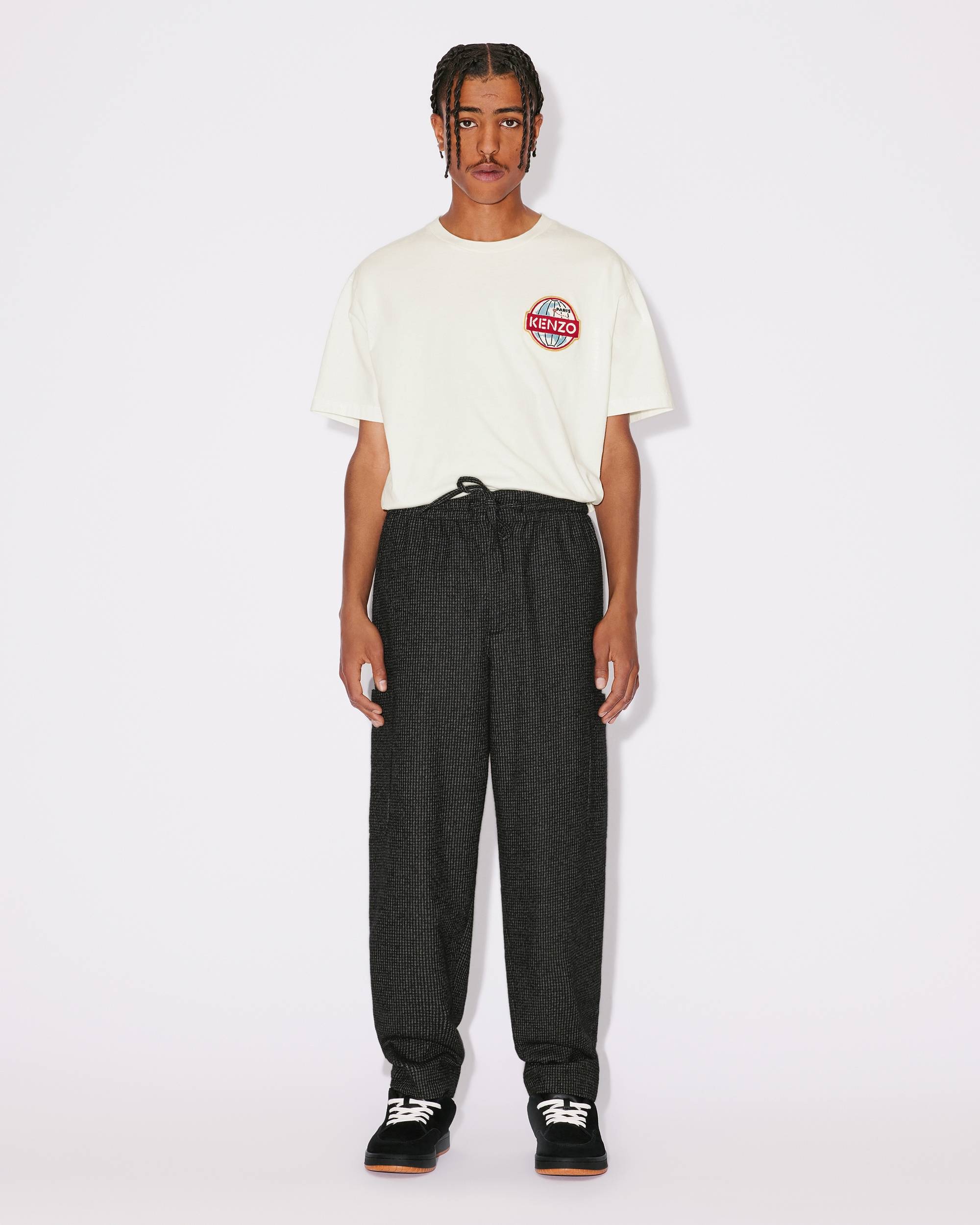 Checked wool cargo trousers - 3