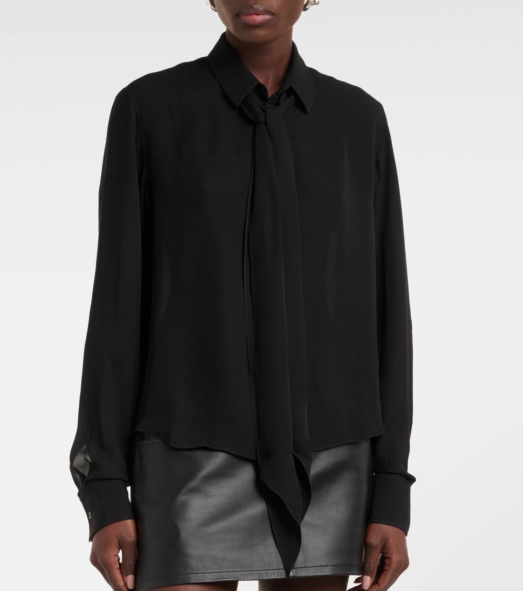 Tie-neck silk blouse - 6