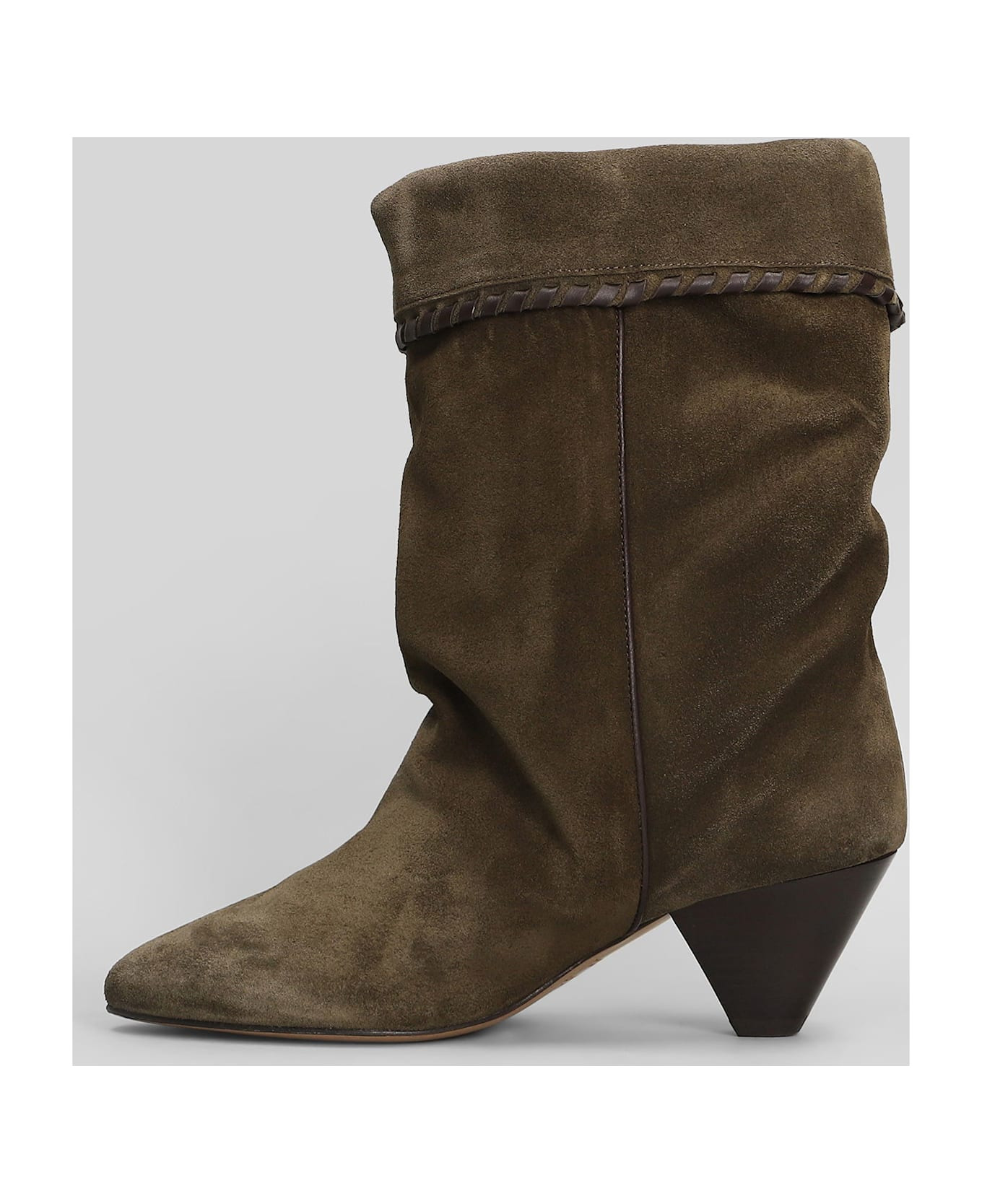 Dalby High Heels Ankle Boots In Khaki Suede - 3