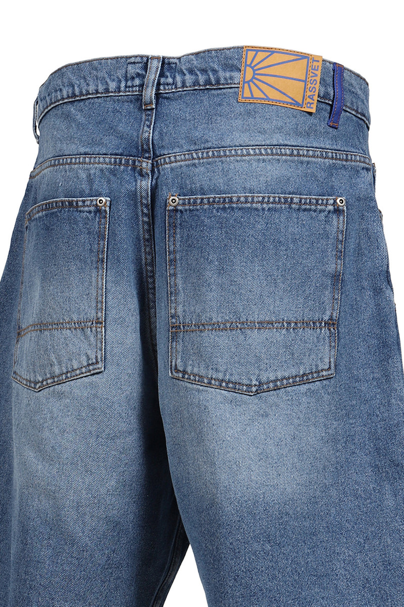 SUN DYED DOUBLE KNEE BAGGY DENIM SHORTS WOVEN / LT. BLU 5