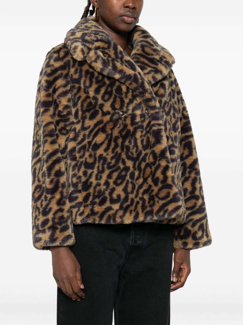leopard-print double-breasted jacket - 3