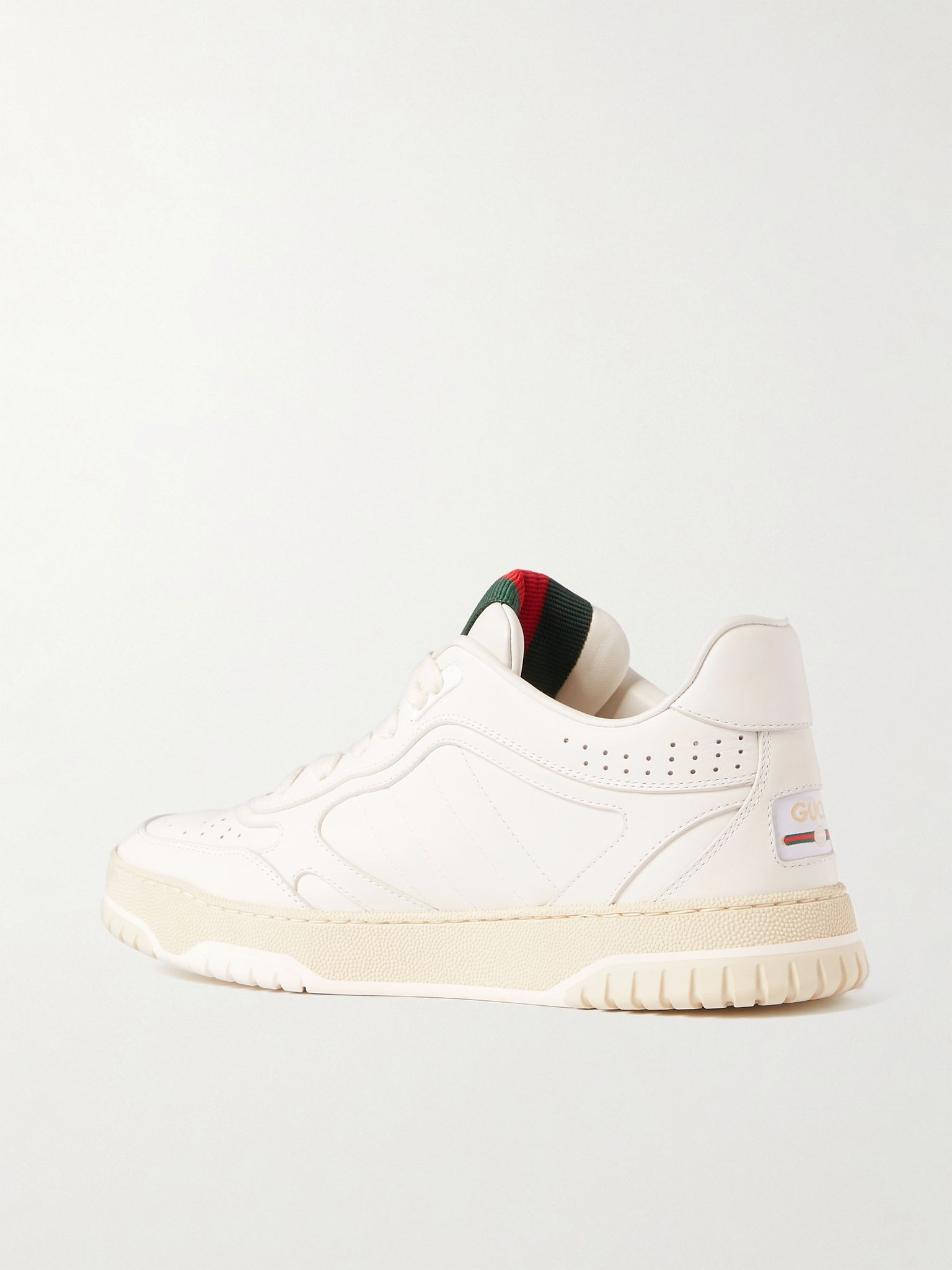 Re-Web grosgrain-trimmed leather sneakers White - 3
