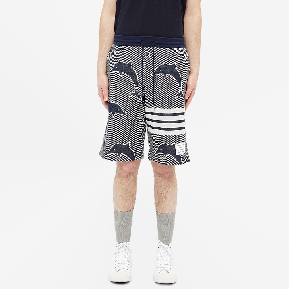 Thom Browne Dolphin Jacquard Four Bar Sweat Short - 4