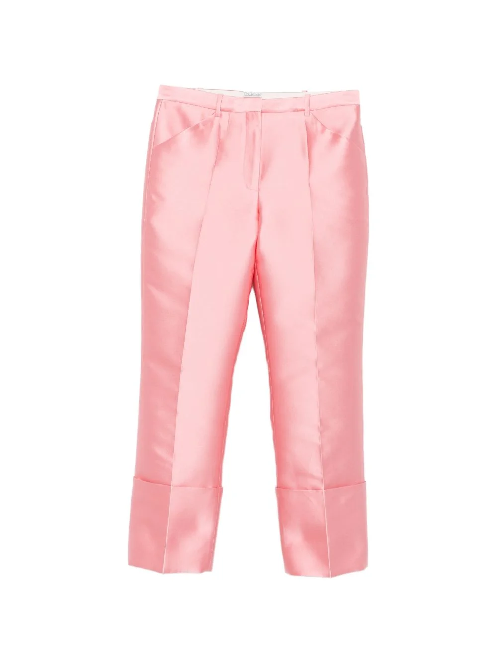 satin-finish turn-up-cuff trousers - 1