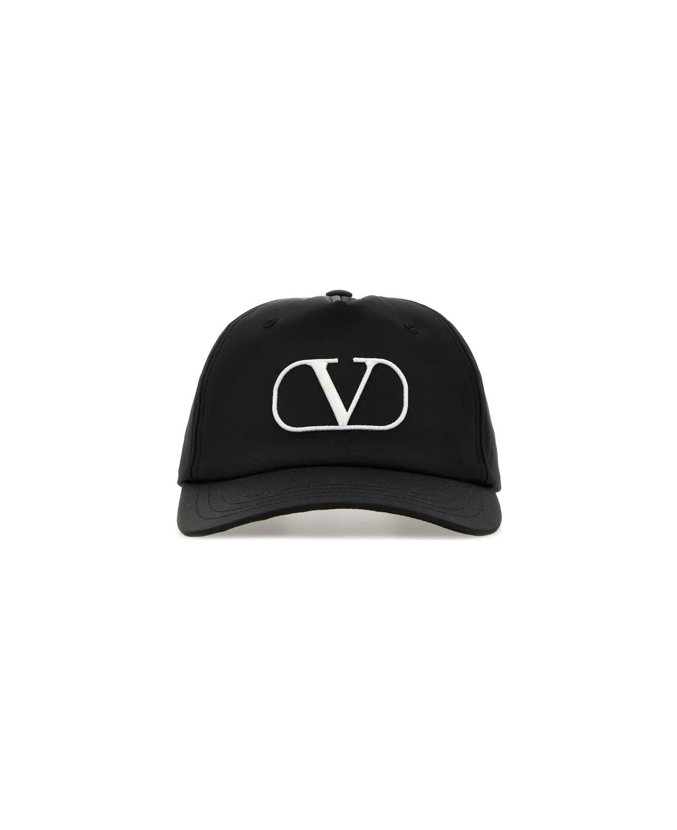 Black Polyester Blend Baseball Cap - 1