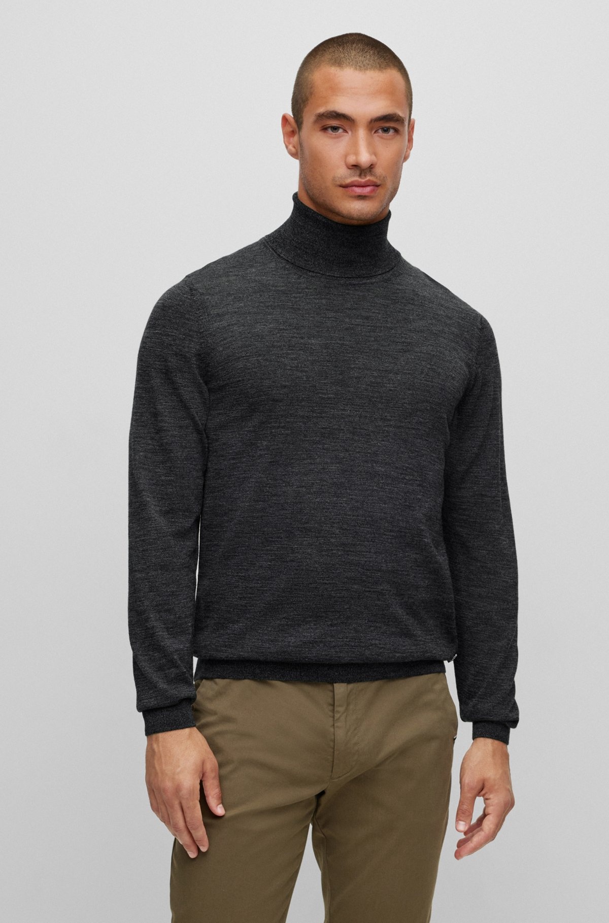 SLIM-FIT ROLL-NECK SWEATER IN MERCERIZED VIRGIN WOOL - 2