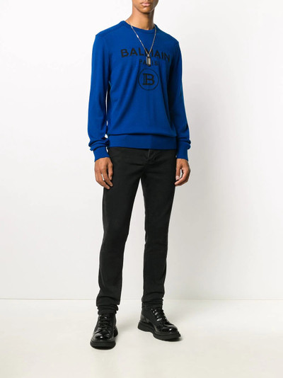 Balmain logo intarsia knitted jumper outlook