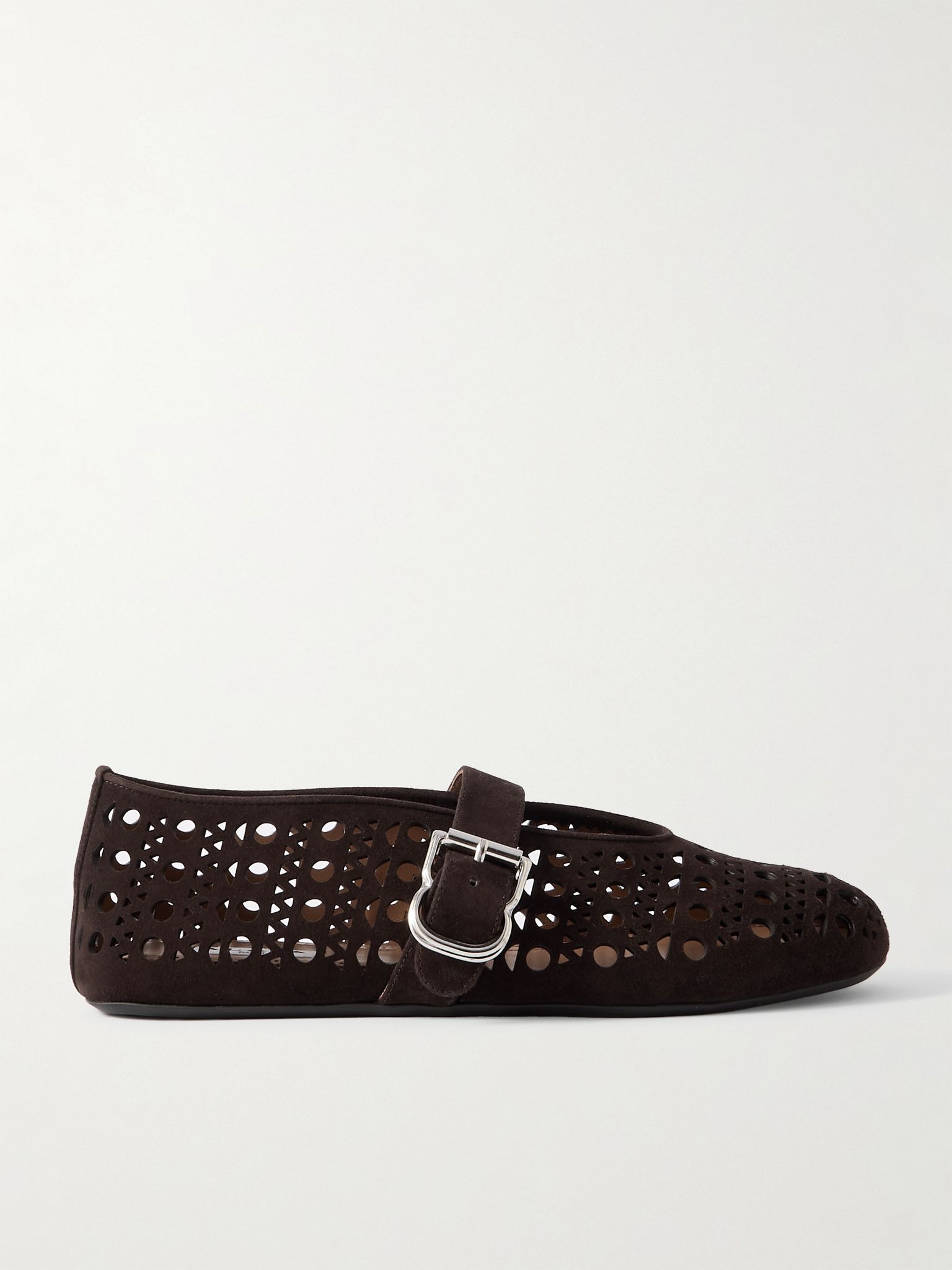 Perforated suede ballet flats Brown - 1