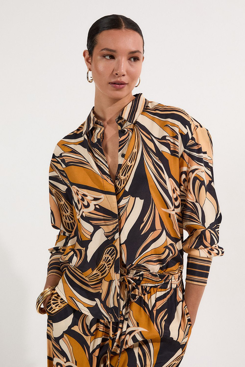Beach Border Print Spun Viscose Shirt 1