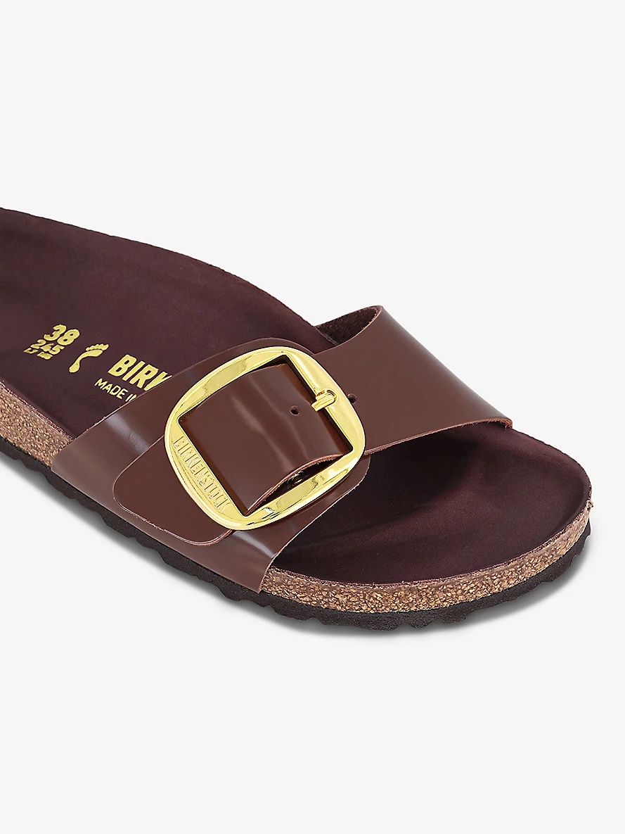 Madrid oversized-buckle flat leather sandals - 5
