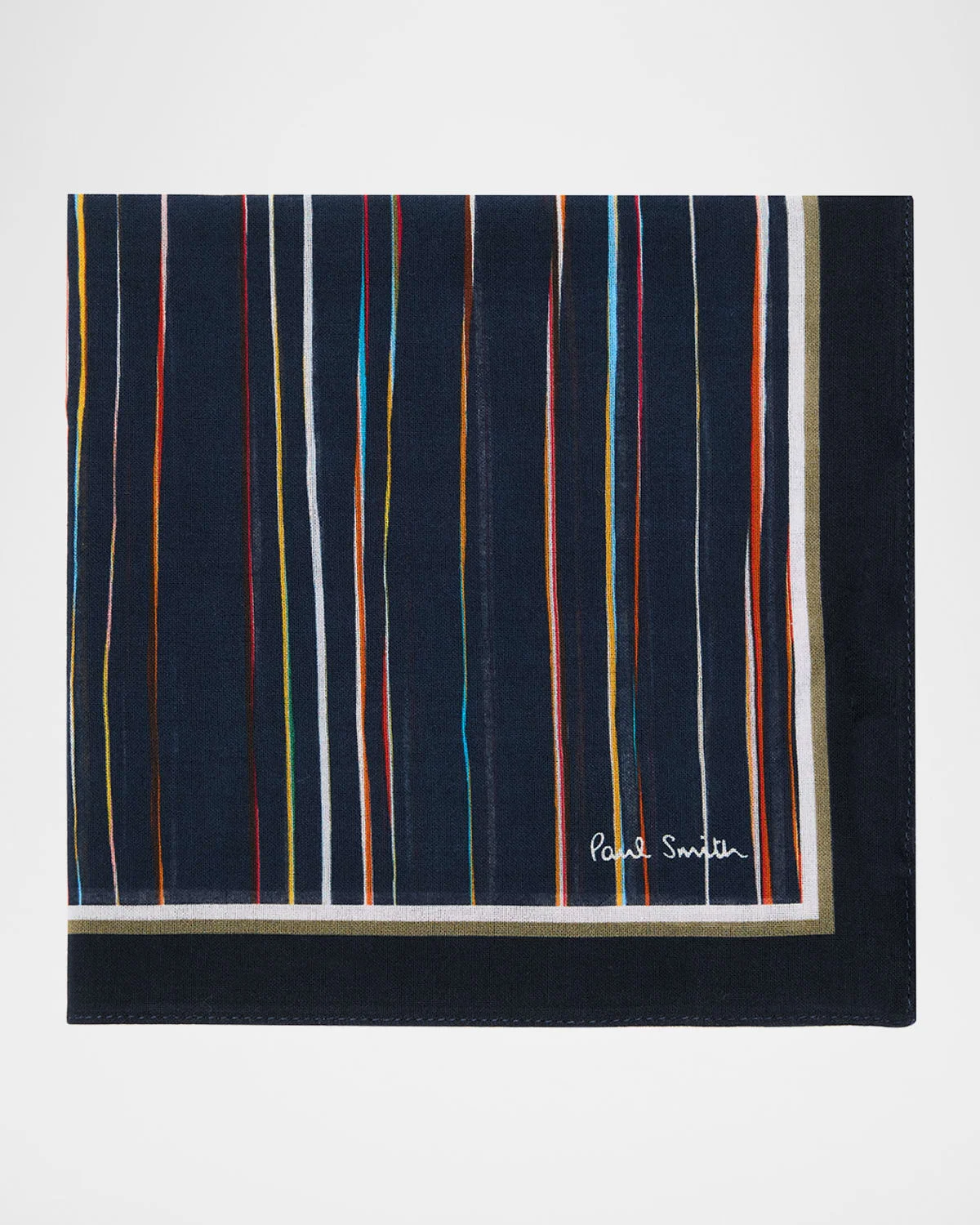 Men's Blurred Signature Stripe Cotton Pocket Square - 1