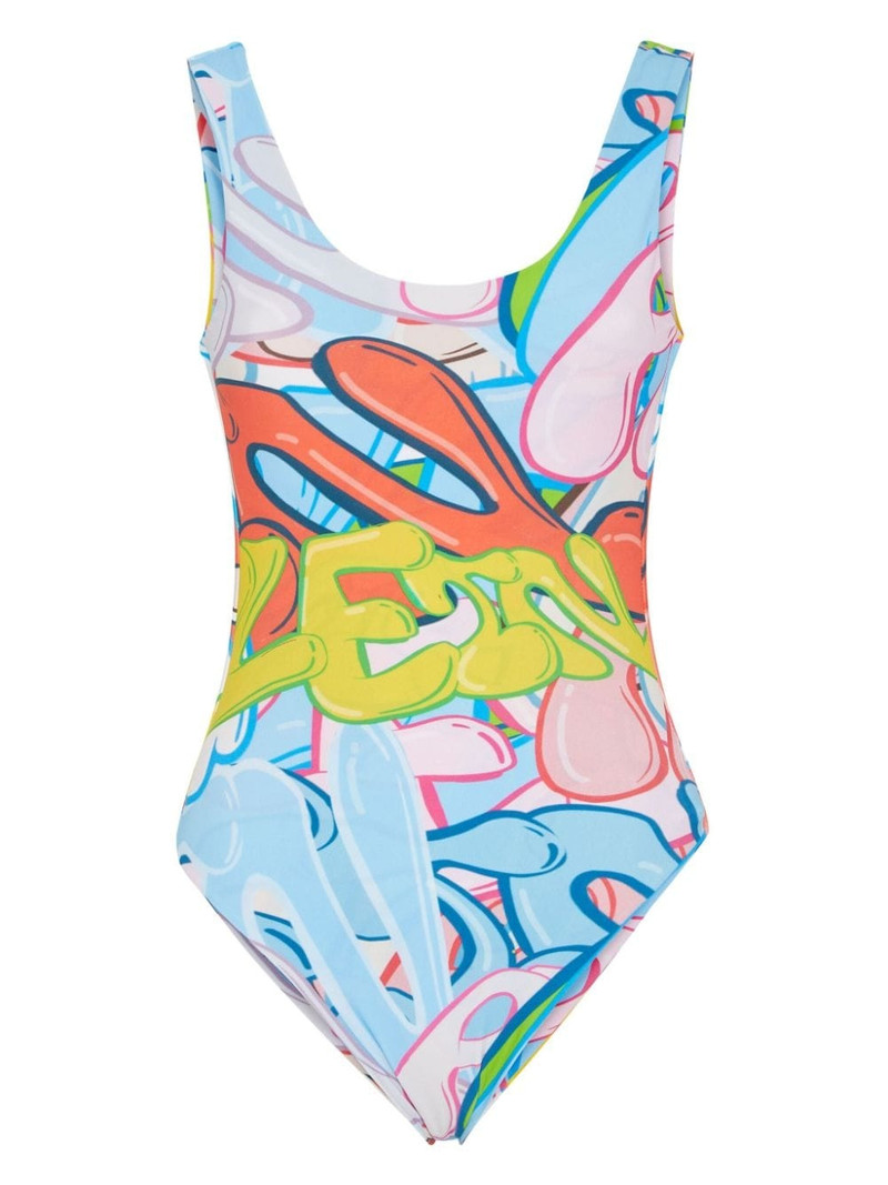 graffiti-print stretch swimsuit 1