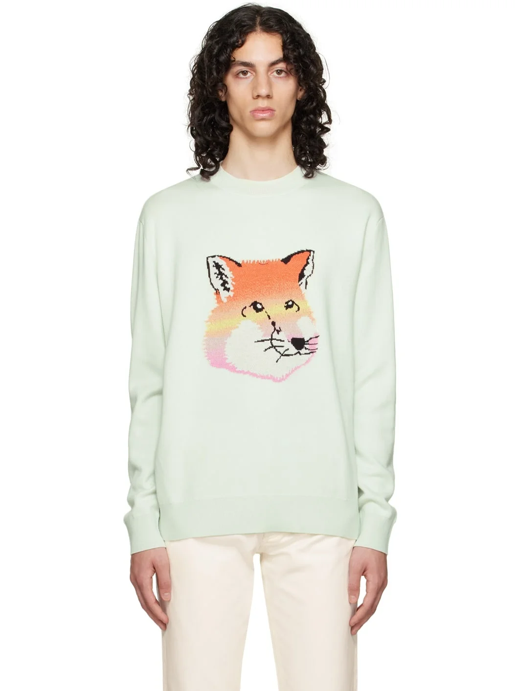 Blue Vibrant Fox Head Sweater - 1