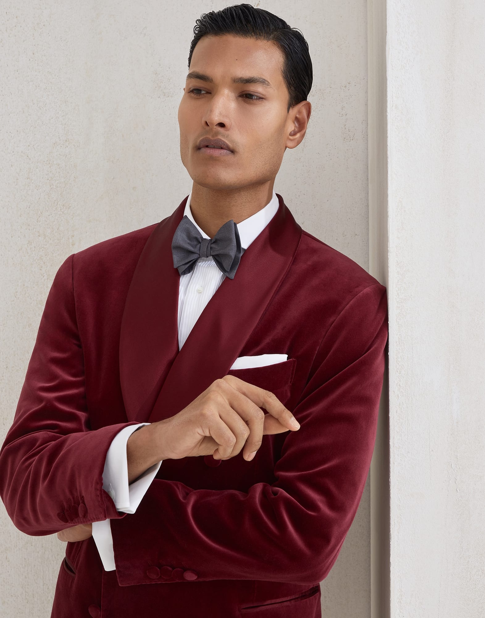Virgin wool and silk twill bow tie - 3