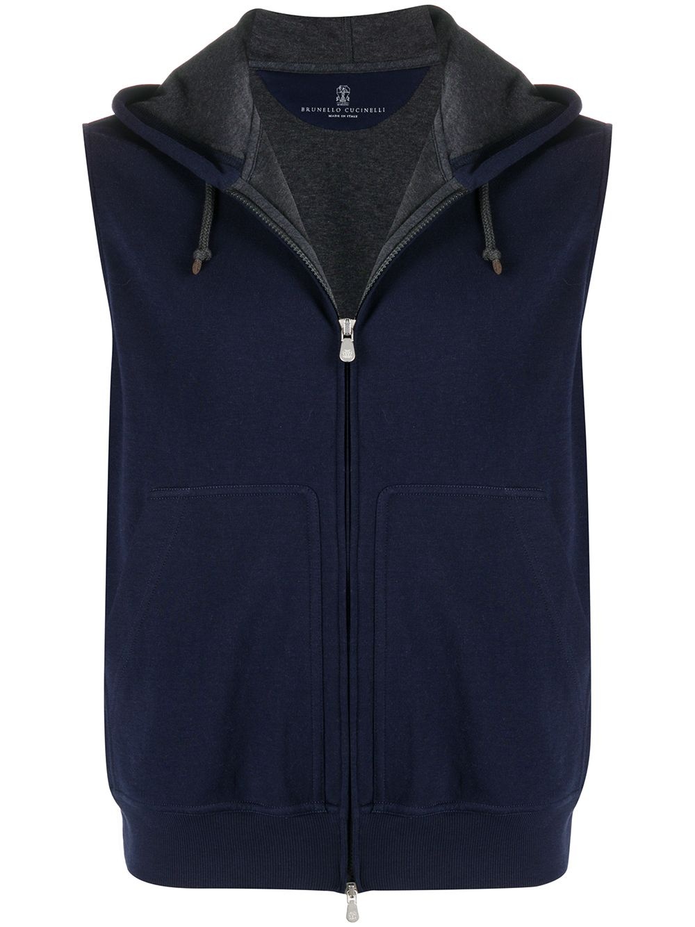 drawstring hooded vest - 1