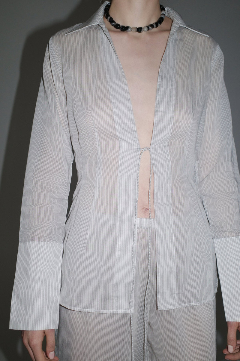 Sheer Stripe Tie Shirt - Sheer Stripe 5