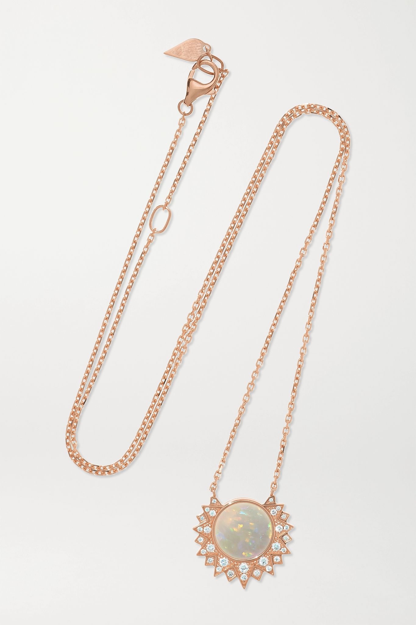 Sunlight 18-karat rose gold, opal and diamond necklace - 1