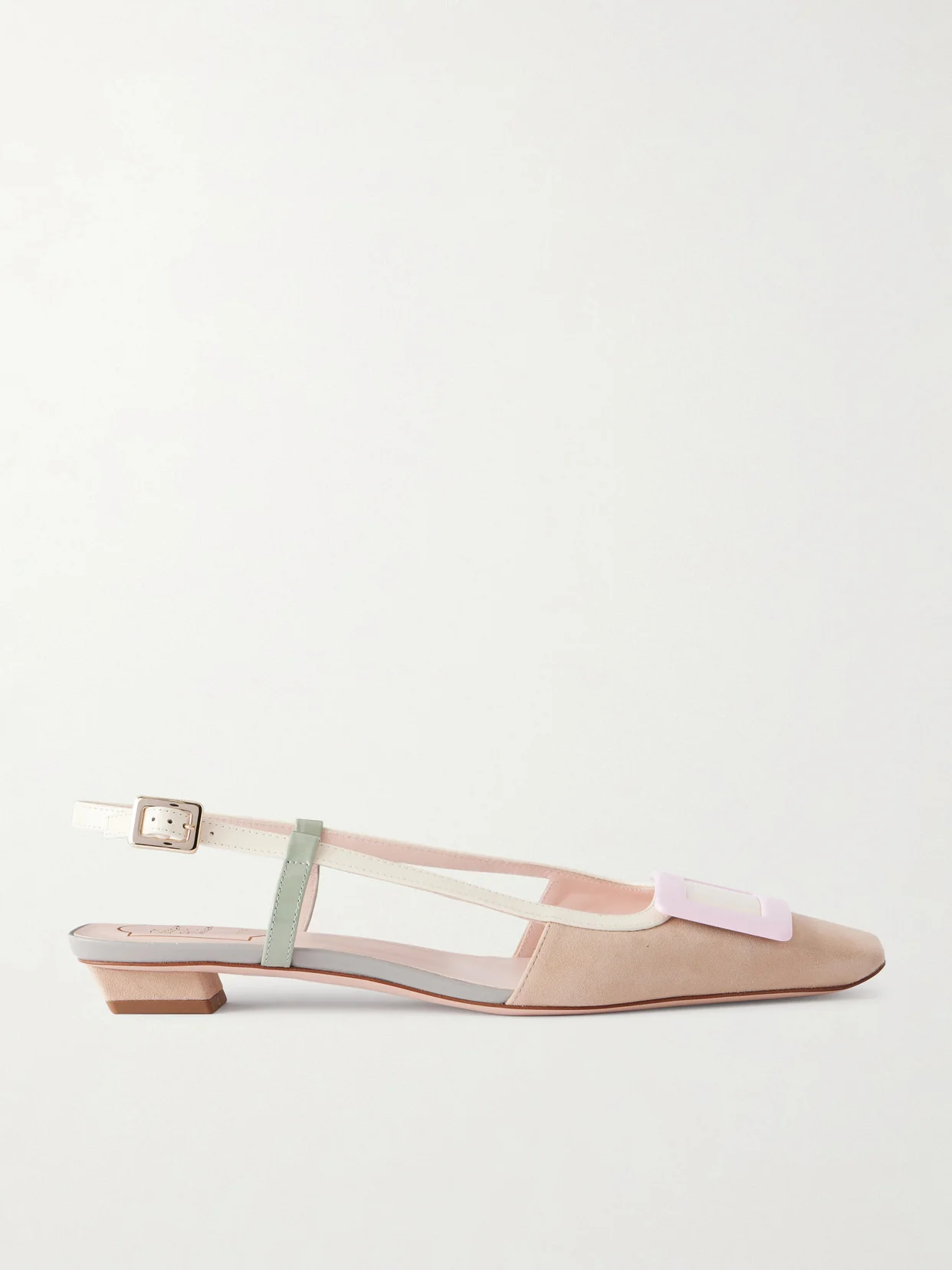Belle Vivier 20 Buckled Leather-trimmed Suede Ballet Flats - 1