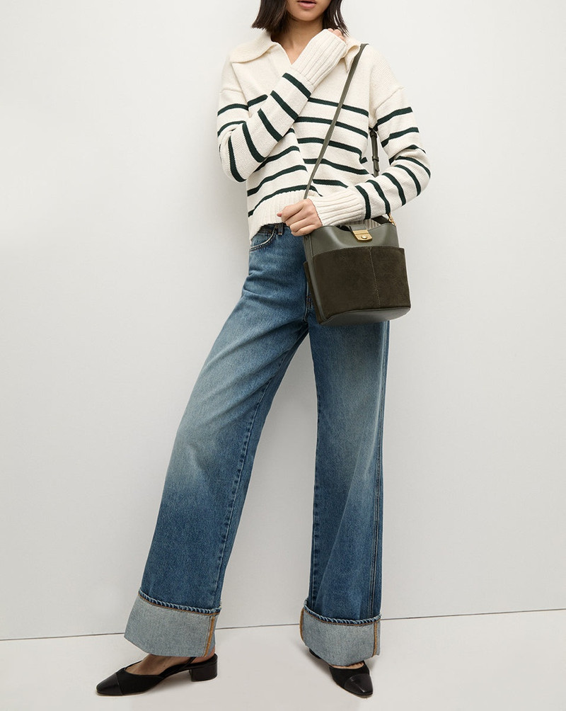 VERONICA BEARD SMALL SUEDE CREST LOCK BUCKET BAG outlook