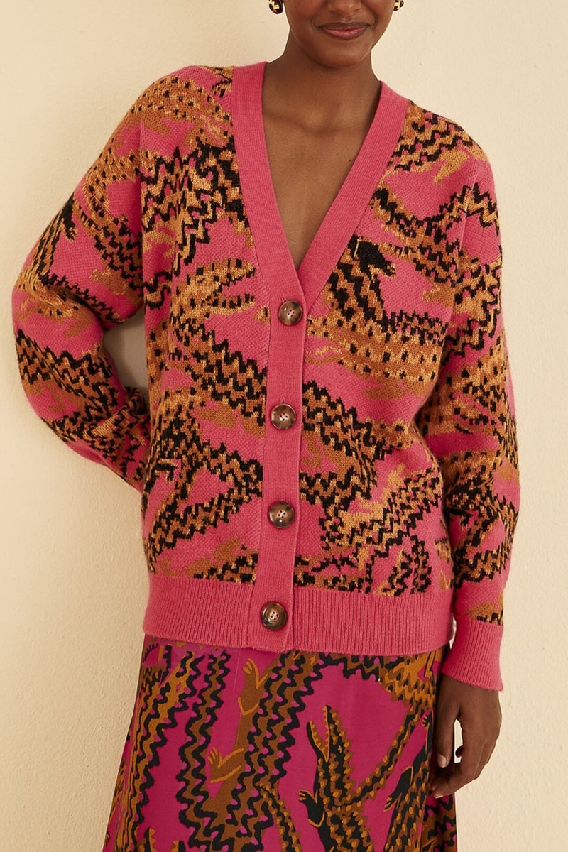 Pink Croco Knit Cardigan 1
