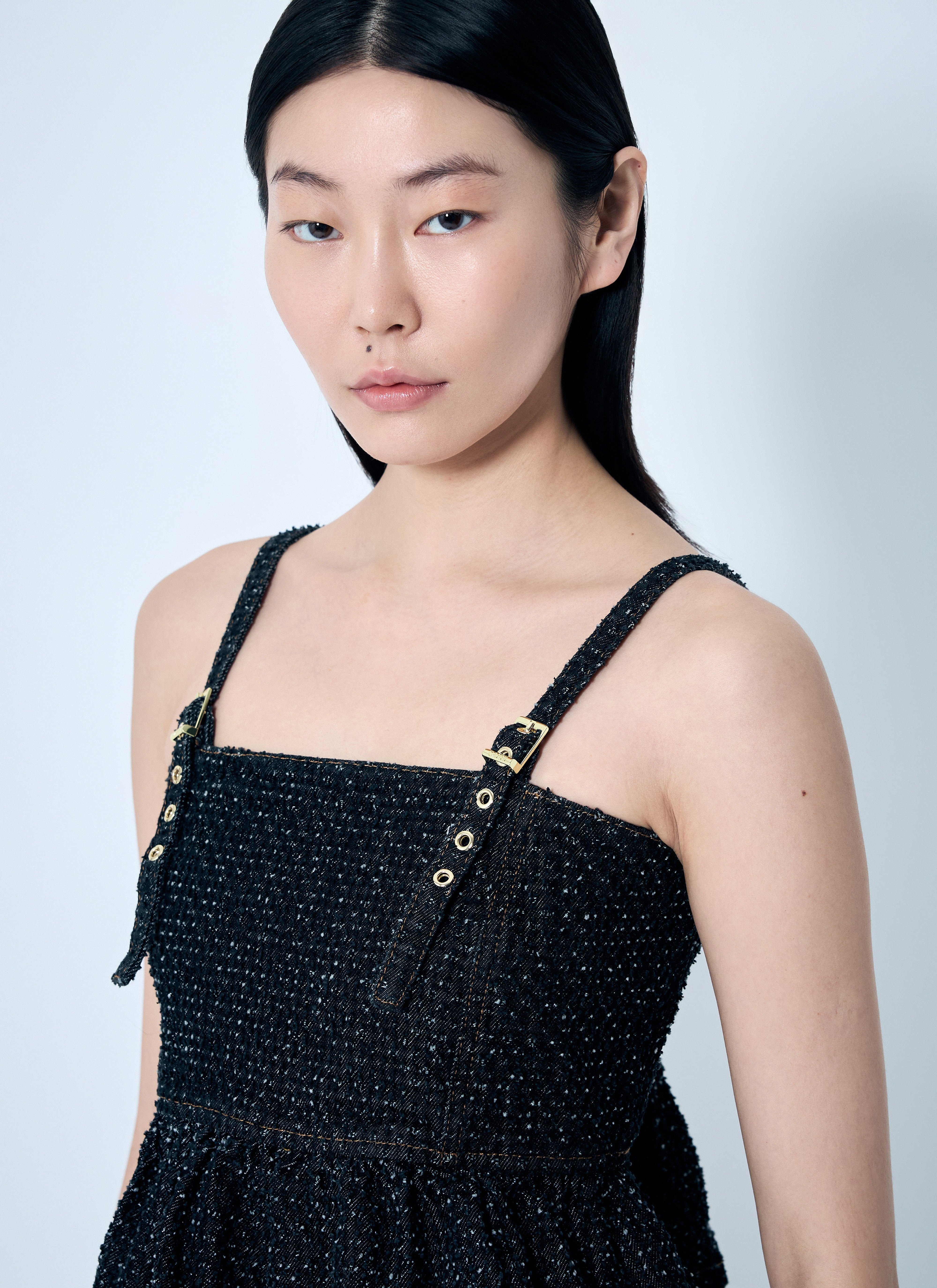 Ganni Women Fluffy Denim Strap Top - 5
