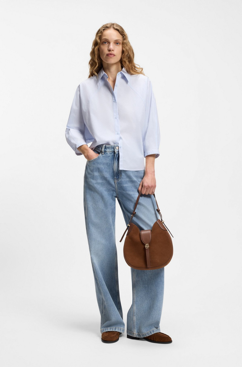 BOSS LIGHT-BLUE WIDE-LEG JEANS IN RIGID DENIM outlook