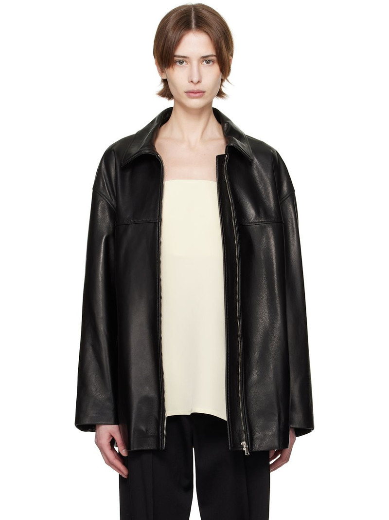 Black Layne Sleek Leather Jacket - 1