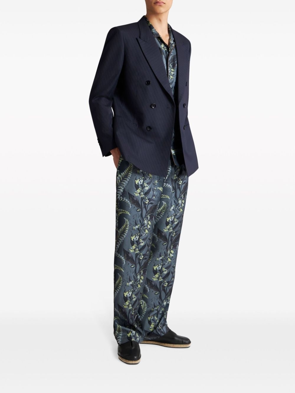 Foliage-print silk trousers - 2