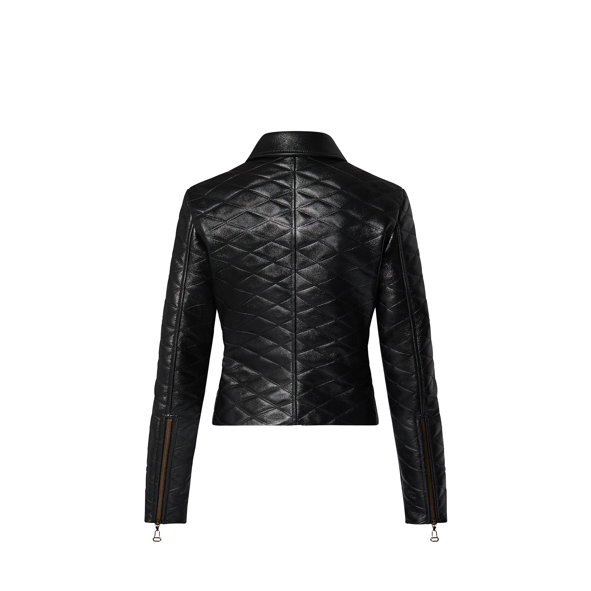 Cropped Malletage Leather Jacket - 3